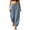 Light Blue #140, variant on Women's Harem Pants Lightweight Loose Fit Drawstring Waist Side Pockets Cuffed Ankle Casual Summer Lounge Trousers, S