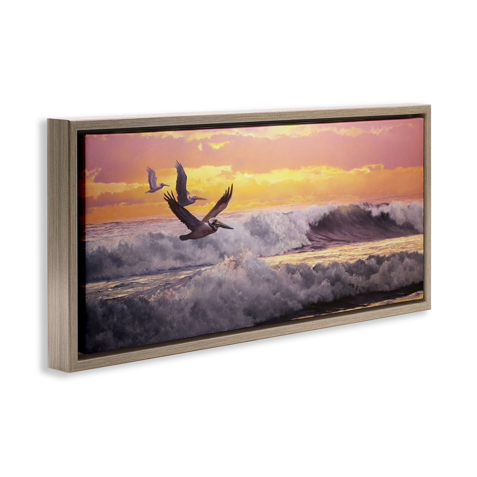 Stupell Industries Eternal Rhythms Seascape Landscape & Nature Photography Brown Floater Framed Canvas Art Print Wall Art, 25 x 11