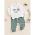 thumbnail image 3 of Suealasg Toddler Boy 2Pcs Fall Outfits Long Sleeve Crew Neck Letter Print Sweatshirt Elastic Waist Sweatpants 6M 1T 2T 3T Infant Baby Boy Autumn Clothes, 3 of 7