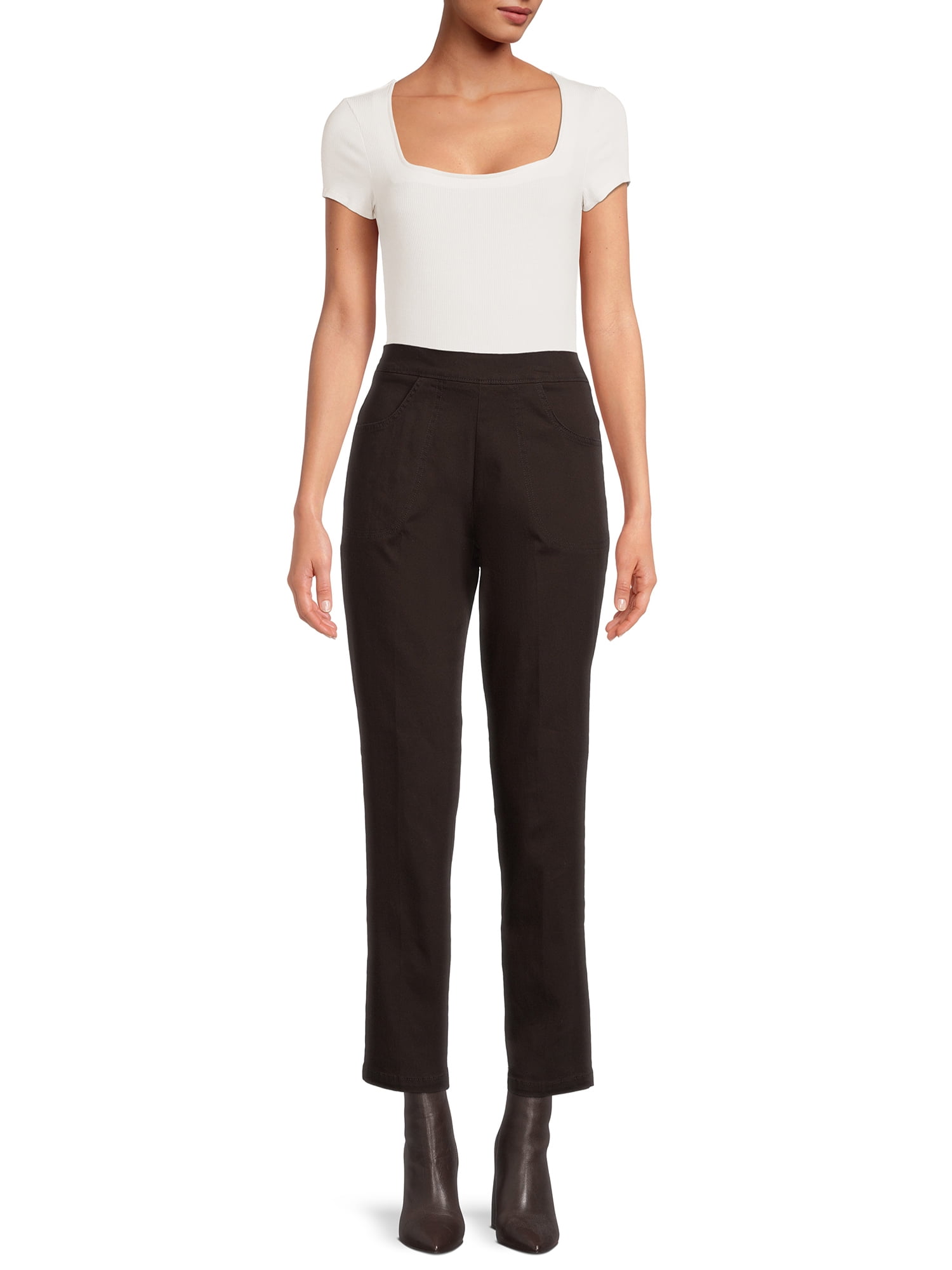RealSize Women's Stretch Pull On Pants with Pockets, 29" Inseam for Regular, Sizes XS-XXL