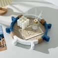 thumbnail image 5 of 1 Pc Mediterranean Style Wooden Tray - Nautical Ship Wheel Shaped Decorative Tray with Hemp Rope Accents, Blue & White Ocean Theme for Parties, Bars & Coastal Home Decor (Non-Food Contact), 5 of 9