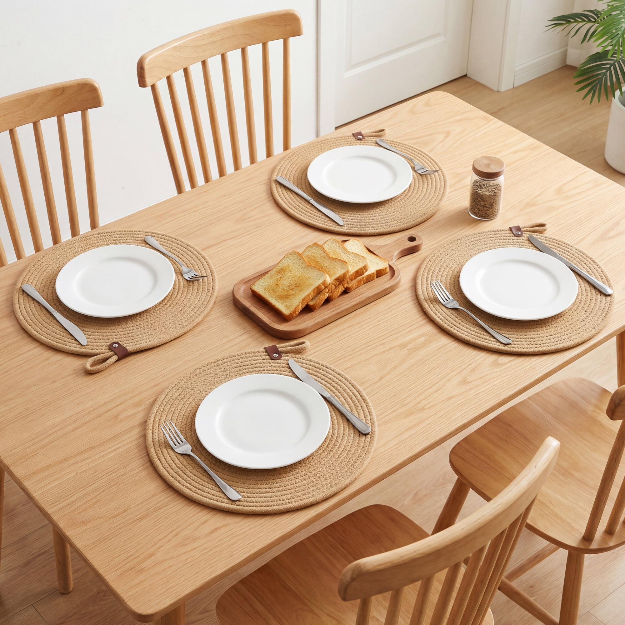 Unique Bargains Farmhouse Placemats 4pcs Brown 13"x13"