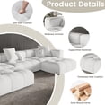 thumbnail image 6 of 144" Modular Sectional Sofa, Modern Linen Deep Seat Cloud Couches for Living Room, Apartment, Office, 3-Seat, White Couch, 6 of 17