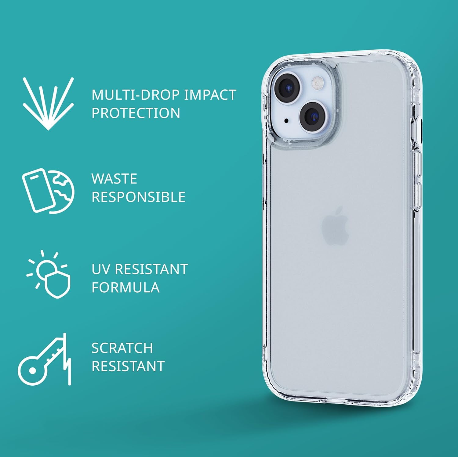 Tech21 Evo Clear Case for iPhone 15 - Crystal Clear, Protective Cover