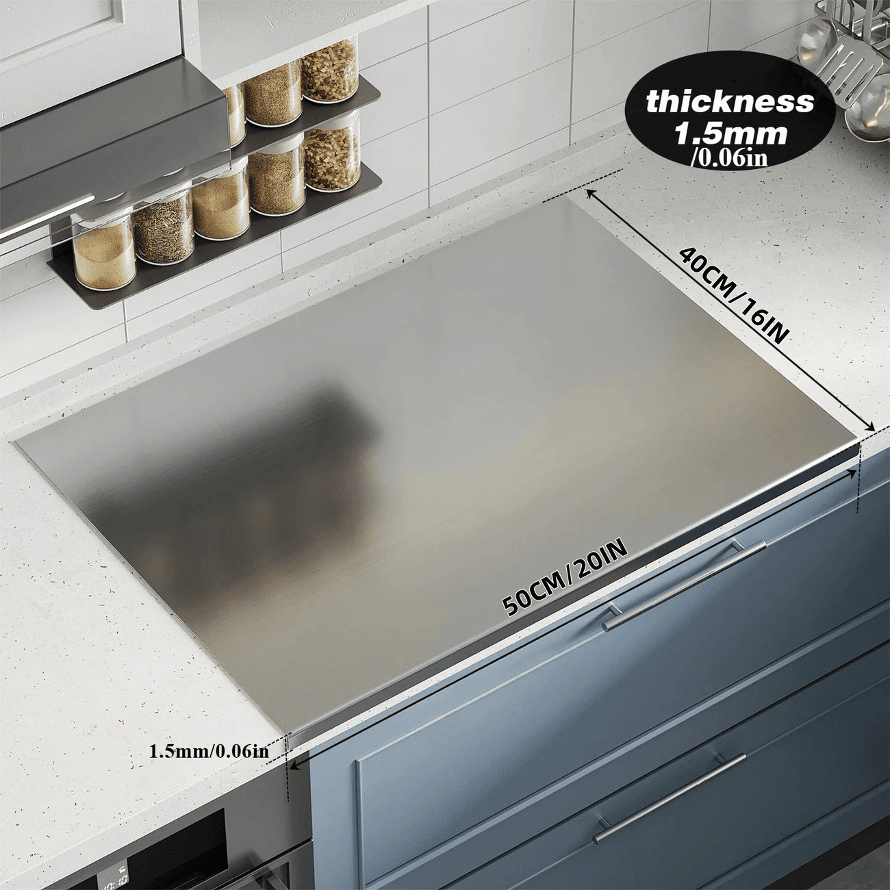 Xxl Cooked Meat Baking Tray, Double-Sided Cutting Board, Stainless Steel Rolling Plate, Breakfast Tray, Suitable For Fruits, Vegetables, Meats, Father's Day Gift Chopping Kitchen Knives