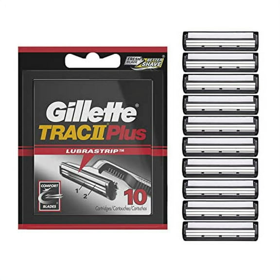 Gillette TRAC II Plus .. Mens Razor Blade Refills, .. 10 Count, Delivers a .. Clean, Close Shave
