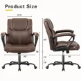 thumbnail image 7 of Furmax Mid Back Executive Office Swivel Computer Task Armrests Ergonomic Leather-Padded Desk Chair with Lumbar Support, Brown, 7 of 7