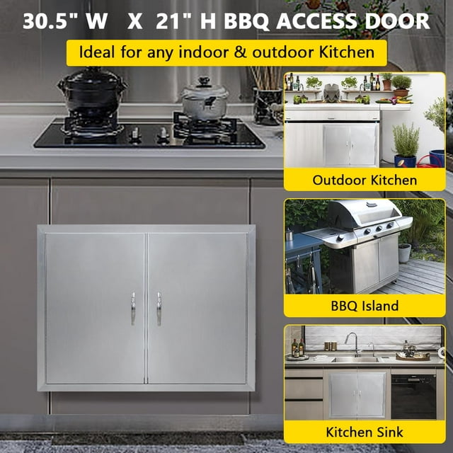 Edtara Portes d'Accès en Acier Inoxydable pour Cuisines Extérieures, Parfaites pour les Îlots de Bbq et les Armoires de Rangement