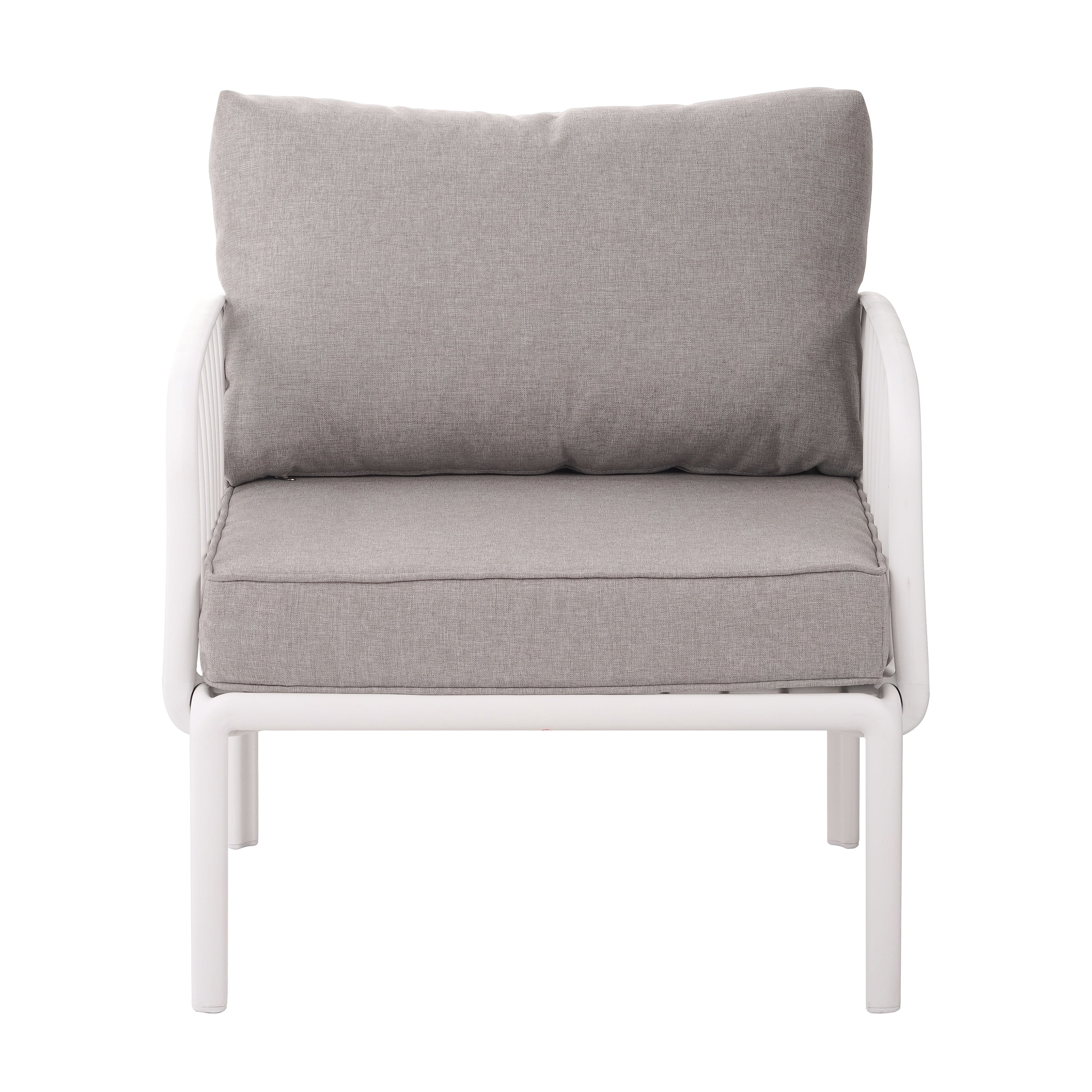 Outdoor Patio Club Chair, Patio Furniture Waterproof Thick Cushion Deep Seating for Porch Balcony, White and Light Gray