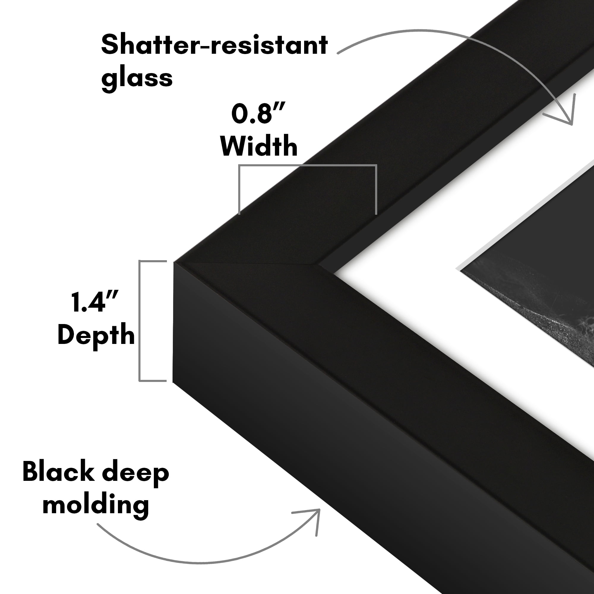 Americanflat 5x7 Picture Frame with Shatter-Resistant Glass with 4x6 Mat Display Photo Soho Collection - Black