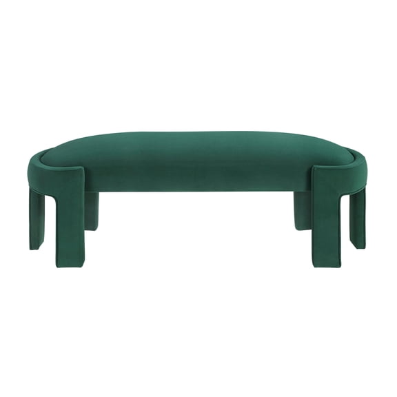 JUYG Velvet Upholstered Bench with Plywood Frame, Green, for Entryway