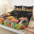 thumbnail image 3 of jejeloiu Brown Fungus Mushroom Twin Sheet Sets,Gold Rhombus Stars Twin Fitted Sheet,Retro Rustic Plants Flat Sheet For Men Women,Super Cozy Room Decor,3pcs, 3 of 7