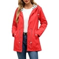 thumbnail image 3 of Womens Windbreaker Jacket Waterproof Hooded Plus Size Long Sleeve Solid Color Zip Up Casual Rain Jacket Outdoor Sport Raincoat with Pockets, 3 of 10