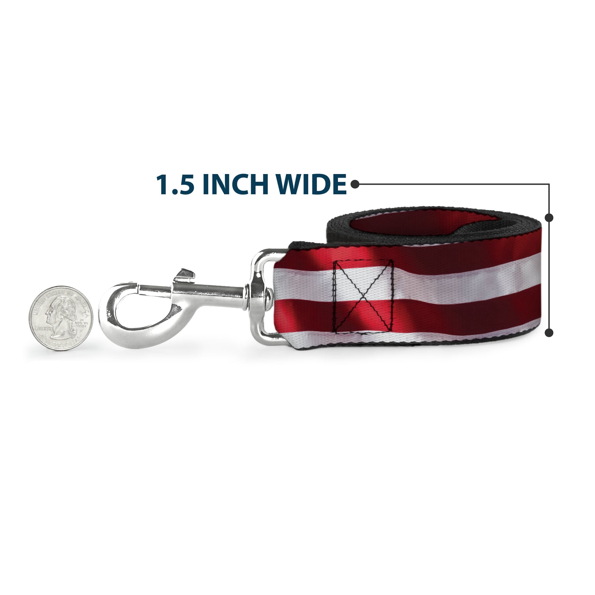 Buckle-Down Pet Leash, Dog Leash, American Flag Vivid Close Up, 6 Feet Long 1.0 Inch Wide