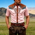 thumbnail image 2 of VeFlora Men's Oktoberfest Outfits, Short Sleeve Button Down Oktoberfest Shirts for Men, Casual Top for Oktoberfest, Party and Festival Wear(Pink6/XXXL), 2 of 4