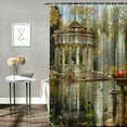 thumbnail image 2 of Chilfamy Italian Natural Scenery Country Style Shower Curtain Flower Green Leaf Arch Mediterranean Town Landscape Polyester Fabric Garden Bathroom Decor Set with Hooks White, 2 of 7