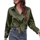 thumbnail image 1 of Blusa de seda satinada con botones para mujer - Camisa de trabajo informal holgada de manga larga - Tejido suave 95 % poliéster - Prenda versátil, 1 of 6