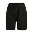 thumbnail image 4 of SOOMLON Men's Cargo Short Breathable Drawstring Beach Shorts Pocket Cotton Linen High Waist Loose Bandage Pants Knee Length Black M, 4 of 4