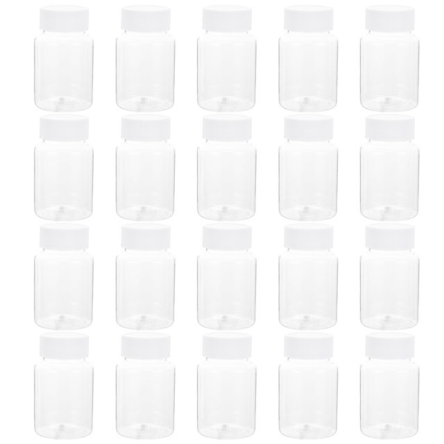 Miangastore 20 Pcs 80ml PET Pill Container Bottles Chemical Medicine Tablet Storage Holder Pill Dispenser with White