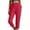Red, variant on Aofany Women Casual Solid Color Pockets Capris Elastic Waist Comfortable Straight Calf-Length Cotton Linen Pants
