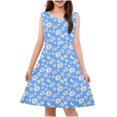 thumbnail image 2 of Delliss Girls Summer Sleeveless Dress Tropical Print Skater Twirly Dresses 4-14Years, 2 of 8
