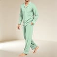 thumbnail image 5 of Delconic Mens Pajama Set Long Sleeve Button Front Sleepwear Set Loose Fit Top and Full Length Pants Loungewear Nightwear Mint Green XL, 5 of 6