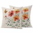 thumbnail image 2 of Pack of 2 Outdoor Pillow Covers 20x20 Inch Waterproof Orange Red Flowers Throw Pillow Covers,Decorative Couch Pillow Shams Protectors Farmhouse Pastoral Botanical Patio Pillowcases Cushion Covers, 2 of 8
