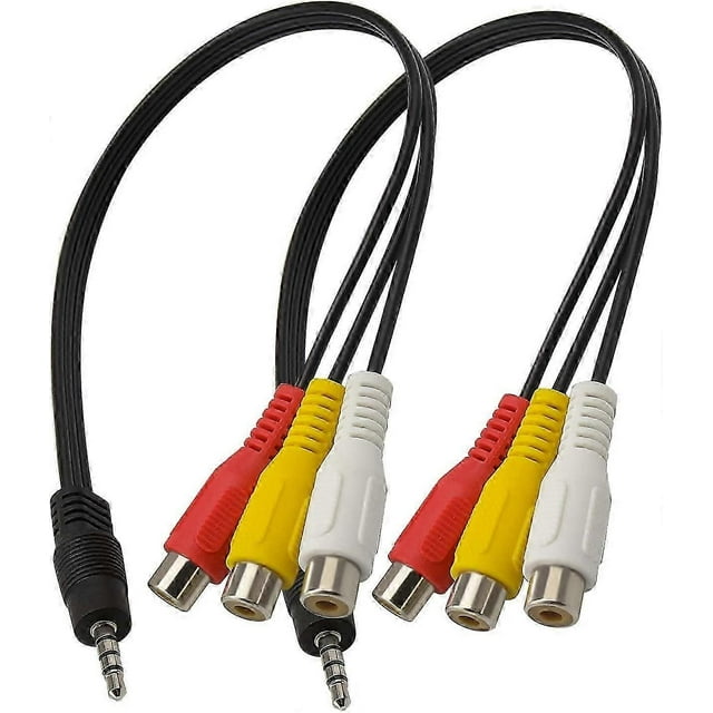2Pack 3.5mm Male to 3 RCA Female Adapter Cable 25cm AV Audio Video AUX