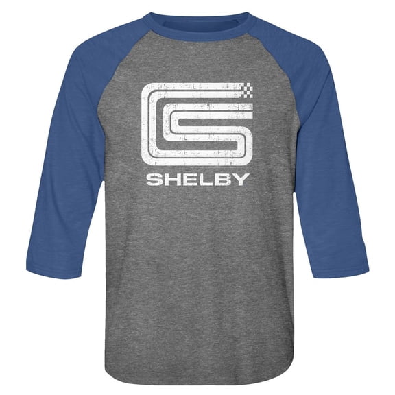 Carroll Shelby Motors Shelby Logo Premium Heather/Vintage Royal Adult Raglan Baseball T-Shirt