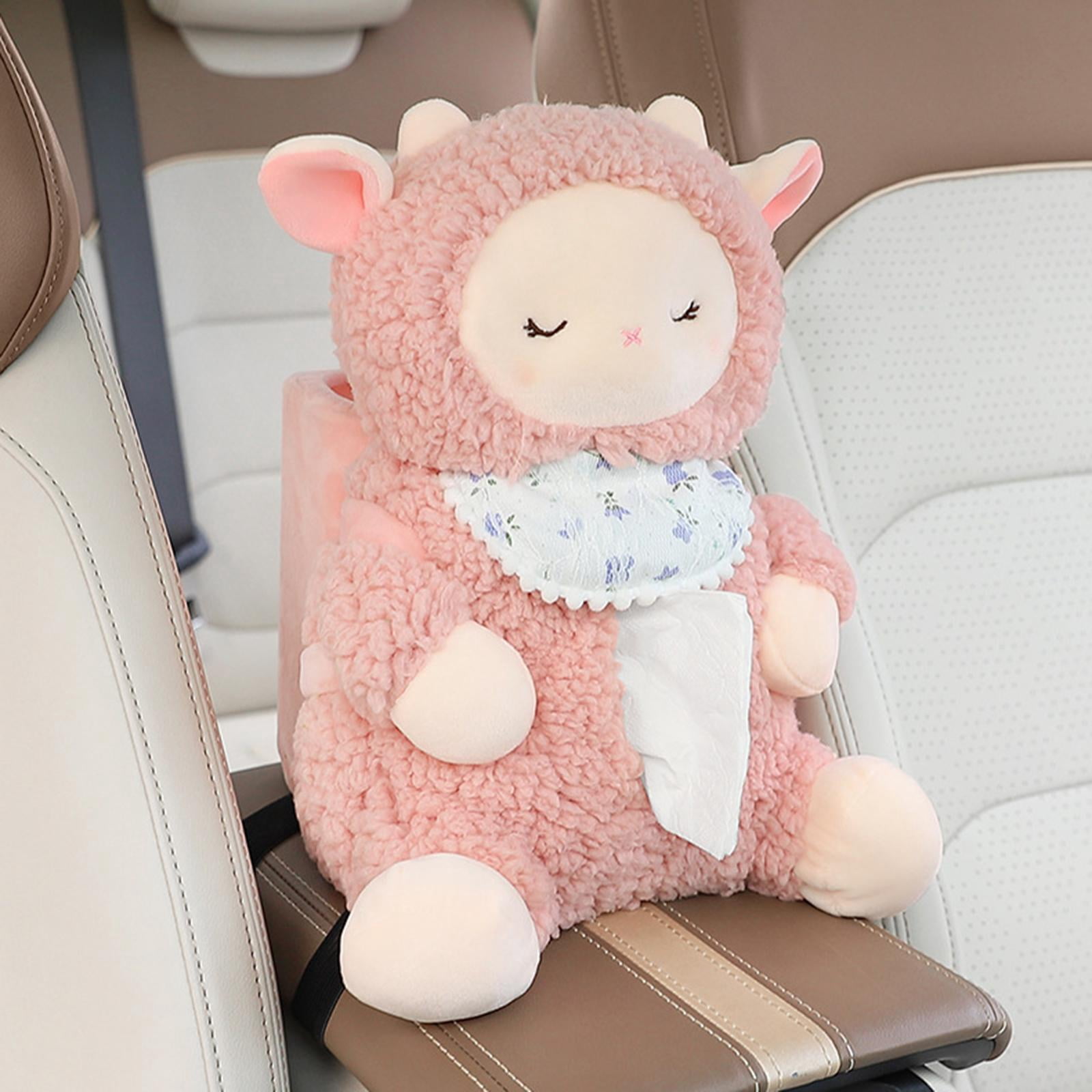 Car Cartoon Tissue Box Holder Tissue Container for Tray Storage Bucket ,Napkin Box Paper Storage Box ,Cute Plush Tissue Holder sheep