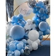 thumbnail image 4 of Kit de guirnalda de arco de globos azules, 129 piezas de globos de confeti plateados y blancos azules para cumpleaños, baby shower, compromiso, boda, aniversario, decoraciones para fiestas, 4 of 5