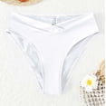 thumbnail image 2 of Staron Women's Bikini Swim Bottoms Solid Color Ruffle Swim Shorts Casual Pool Beach Swimsuit, White M, 2 of 5