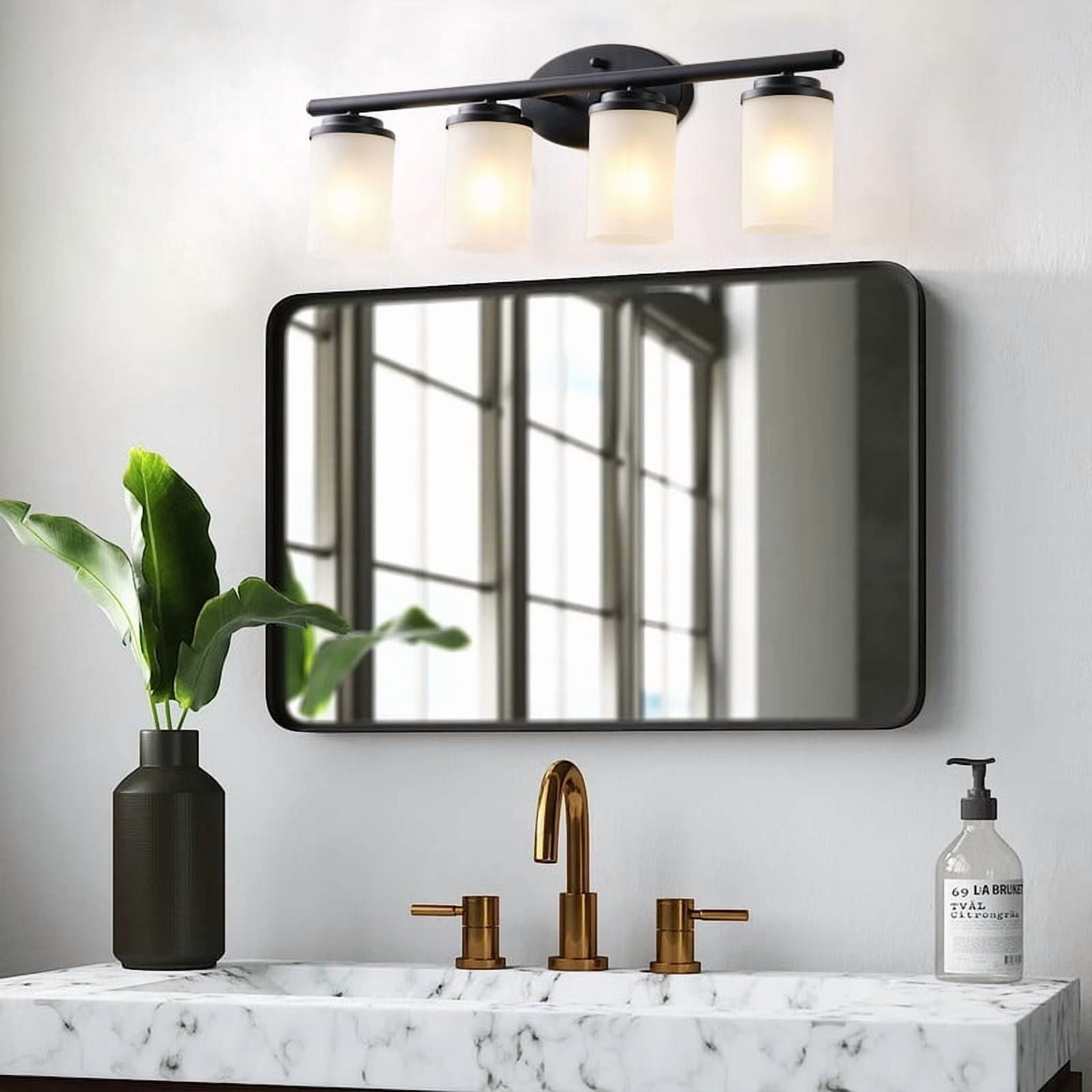Aiwen Black Light with White Glass Shade, Contemporary Vanity Light for Living Room, Bedroom & Bathroom (26.3 IN)