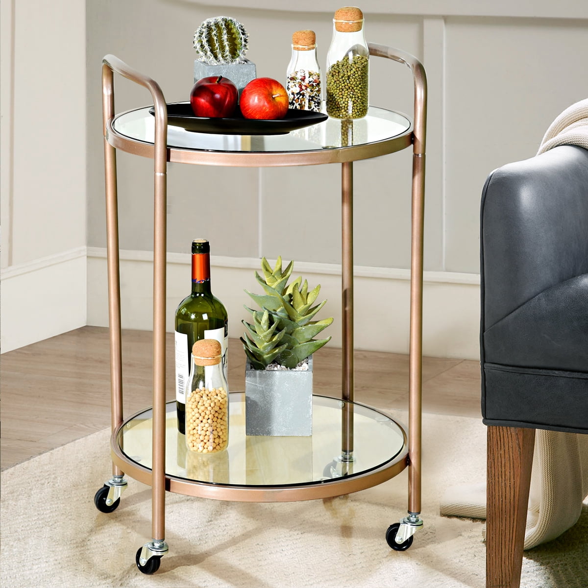 Furniture R Rolling Serving Cart, Kitchen Trolley 2Tier Walmart Canada