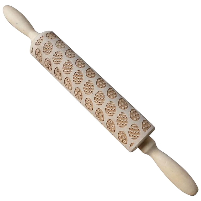 Xihbxyly Rodillo de Amasar En Relieve, de Madera Natural, con Diseños Únicos, Ideal para Hornear y Decorar Galletas, Diseño Ecológico, 43 X 3,6 Cm, Perfecto para Uso Doméstico y Como Regalo.