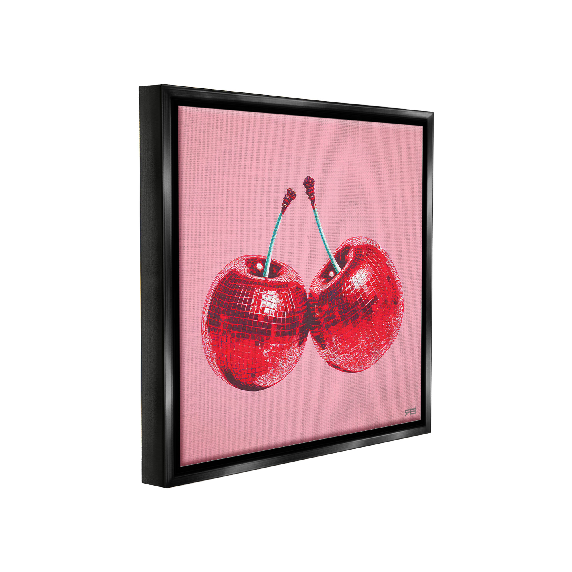 Stupell Industries Red Patterned Cherries Food & Beverage Painting Black Floater Framed Canvas Art Print Wall Art, 25 x 25