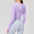 thumbnail image 5 of ZyeKqe Workout Cropped Tops for Women Zip up Long Sleeve Hooded Jackets Slim Fitted Athletic Shirts with Thumb Hole, 5 of 7