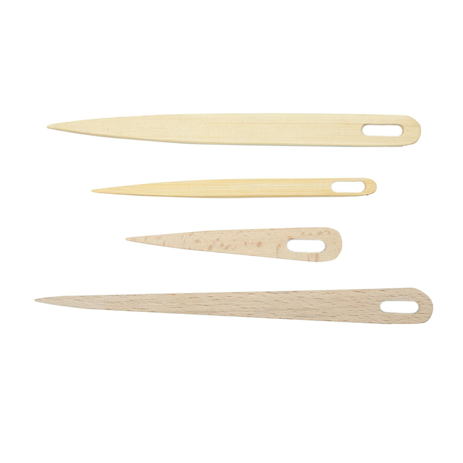 yuksok Set of 4 Long Wood Weaving Crochet Needle Wooden Hand Loom Stick Tapestry Sewing