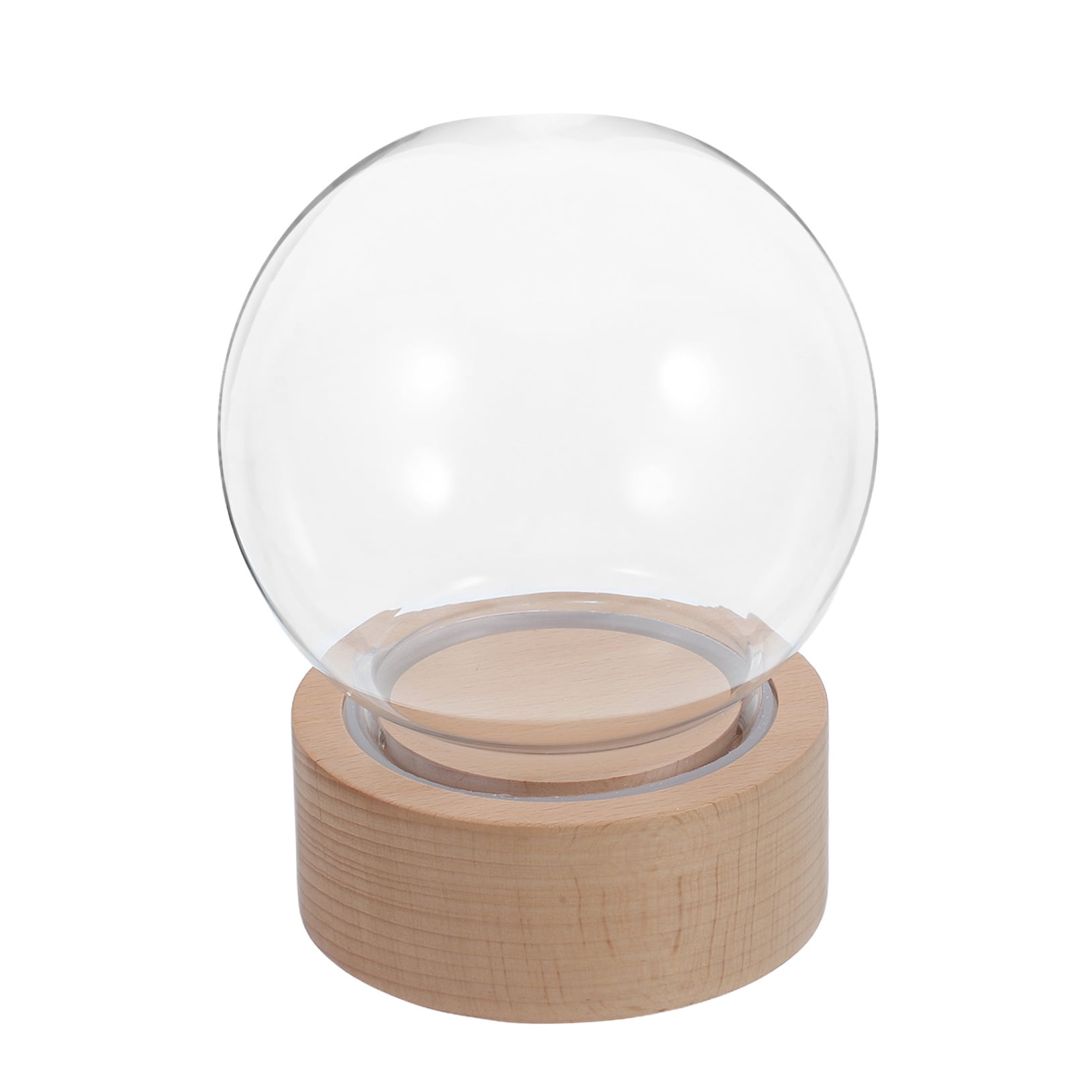 Worgeous Clear Glass Snow Globe DIY Snow Globe Craft Kit Empty Snow Globe Jar Christmas Water Globe with Wooden Base for Craft Tabletop Crafts Decors