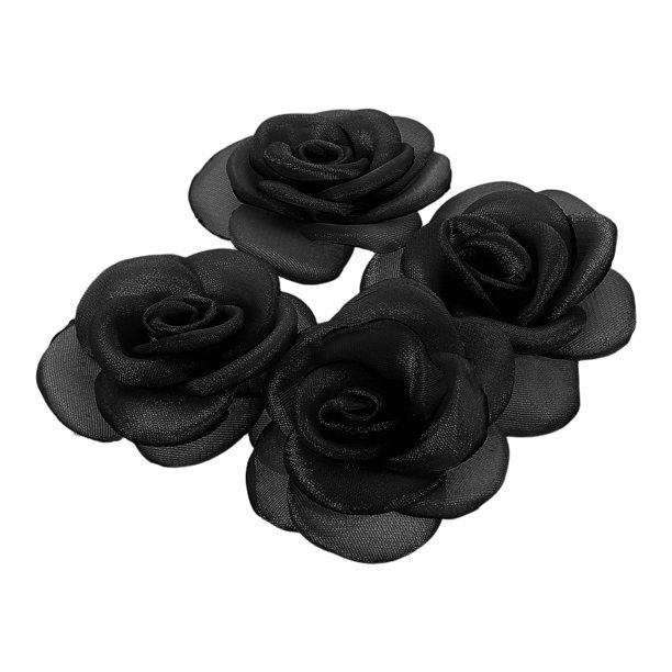 GOOHOCHY 4Ud Rosas Artificiales Negras De Tela Para Manualidades Creativa Adornos Para Casa Y Eventos