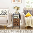 thumbnail image 3 of VECELO Nightstand with 2-Drawer, Tempered Glass Tabletop End Table Storage Shelf, Brown, 3 of 7