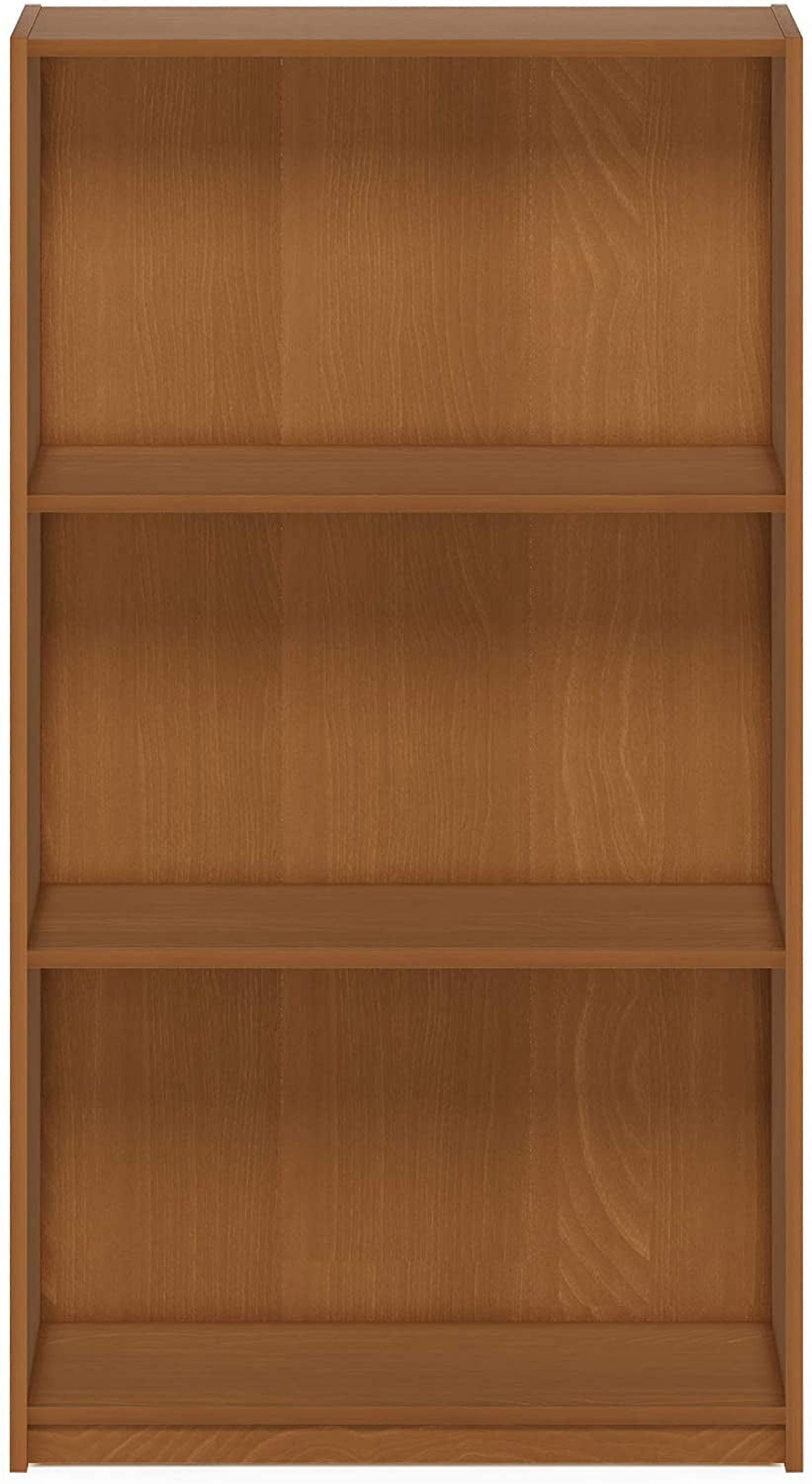 Furinno Basic 3-Tier Bookcase Storage Shelves, Natural Oak
