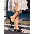 thumbnail image 3 of Sandalias Slide Coutgo de malla con tacón grueso para mujer, color negro 8, 3 of 6