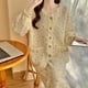 thumbnail image 5 of Pijamas de mujer de primavera y otoño de manga larga de algodón de aire engrosado sándwich estilo princesa dulce otoño e invierno ropa de casa invierno, 5 of 6