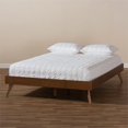 thumbnail image 2 of Allora Mid-Century Solid Rubberwood Queen Platform Bed in Walnut Brown, 2 of 7