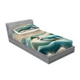 thumbnail image 2 of Ambesonne Nautical Fitted Sheet & Pillow Sham Set, Mandala Whale and Turtle, Twin, Teal Ecru Blue, 2 of 2