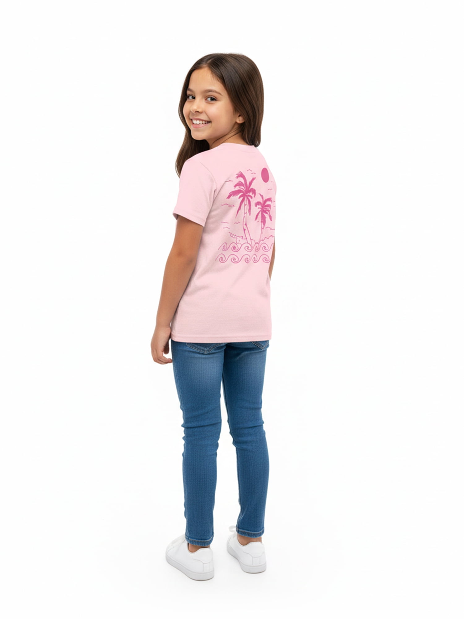 Wonder Nation Girls Delicate Paradise Graphic Tee with Short Sleeves, Sizes 4-18