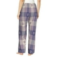thumbnail image 3 of Disketp Purple Floral Gingham Check Plaid Print Women'S Comfy Pajama Pants Casual Drawstring Palazzo Lounge Wide Leg Pants, 3 of 9