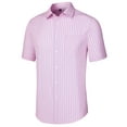 thumbnail image 3 of MODA NOVA Big & Tall Men's Summer Short Sleeve Button Down Stripes Shirts Pink XLT, 3 of 5