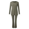thumbnail image 4 of Kcodviy Ensemble Deux Pièces en Tricot pour Femme Pantalon de Neige pour Femme Tenues Assorties Col Ras du Cou Combinaison d'Invitée de Mariage T-Shirt à Ourlet Fendu et Combinaisons pour Femme Pantalon à Jambe Grand Ensembles de Survêtement, 4 of 5